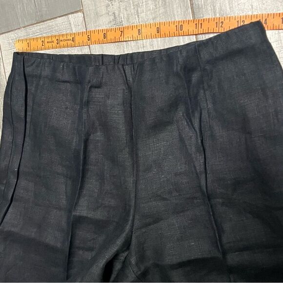 Vtg 90s High Rise 100% Linen Crisp Straight Leg Elastic Waist Flat Front Pant S - Picture 5 of 9